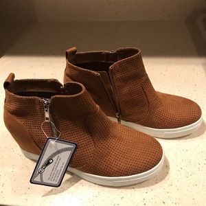 Seven Dials Brown Suede Hidden Wedge bootie